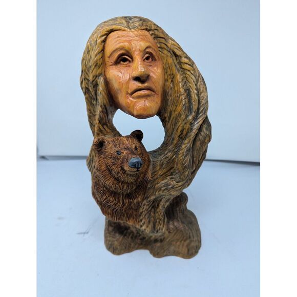 John Wagner‎ Carving- 2010 Basswood #37 Native American and Bear
